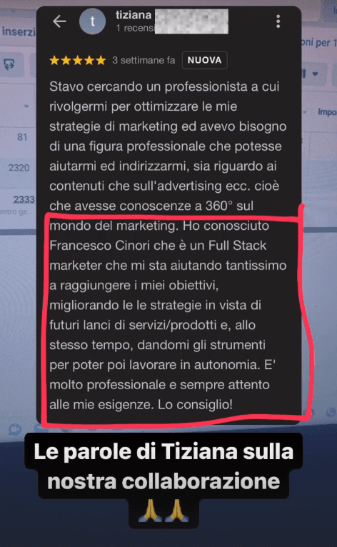 Risultati di campagna dentro la piattaforma, schermata 4