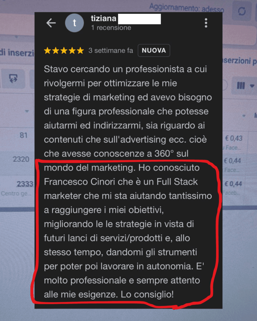 Recensione di un cliente, schermata 6
