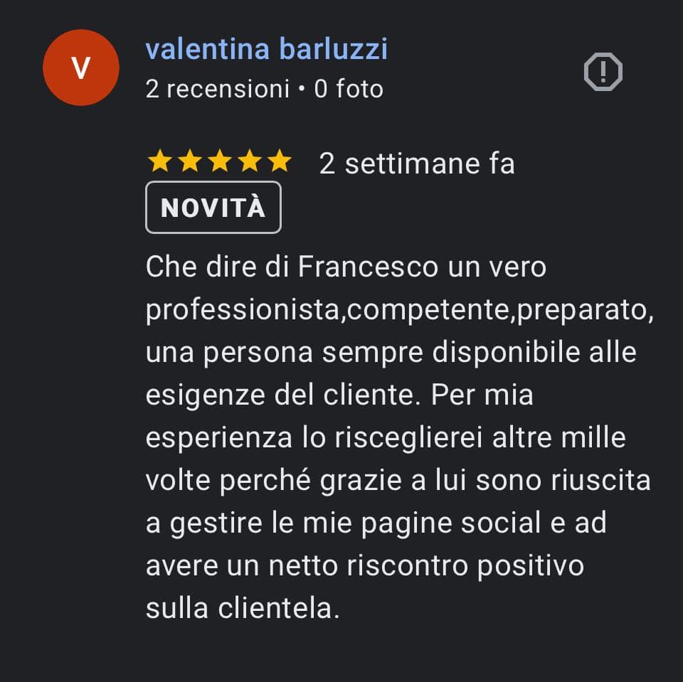 Recensione di un cliente, schermata 7