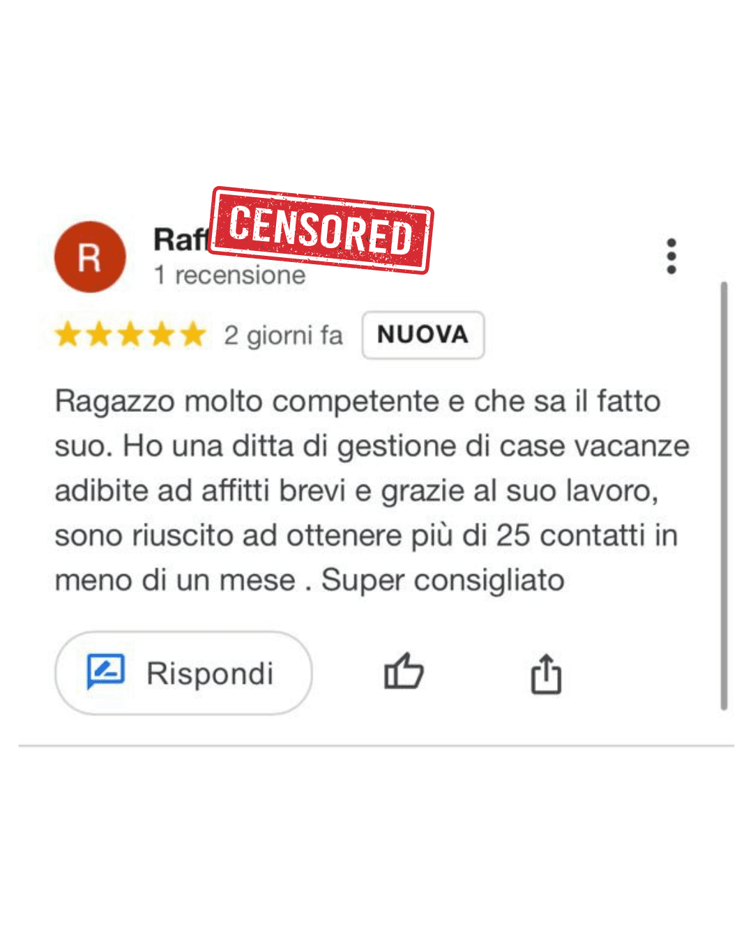 Recensione di un cliente, schermata 8